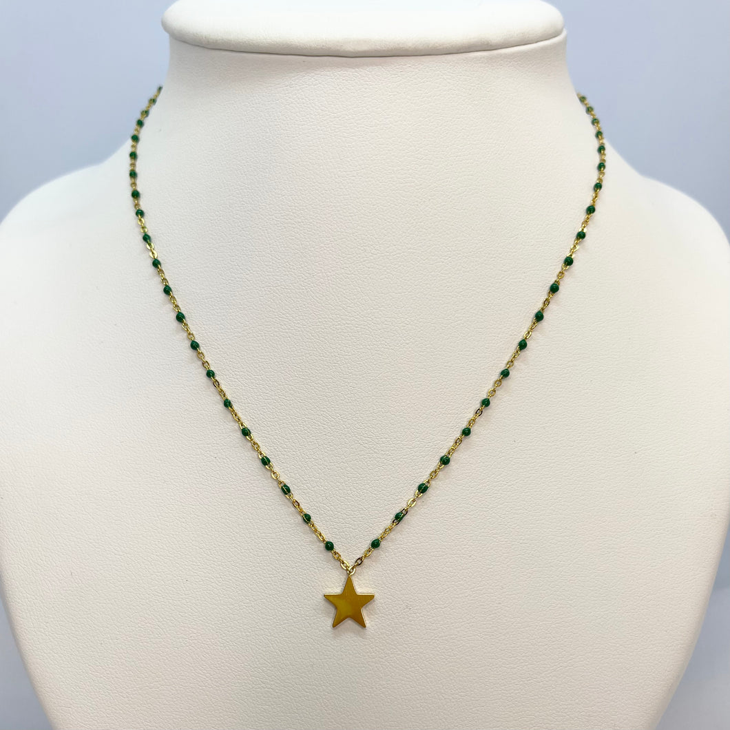 Collier NOLA doré Vert